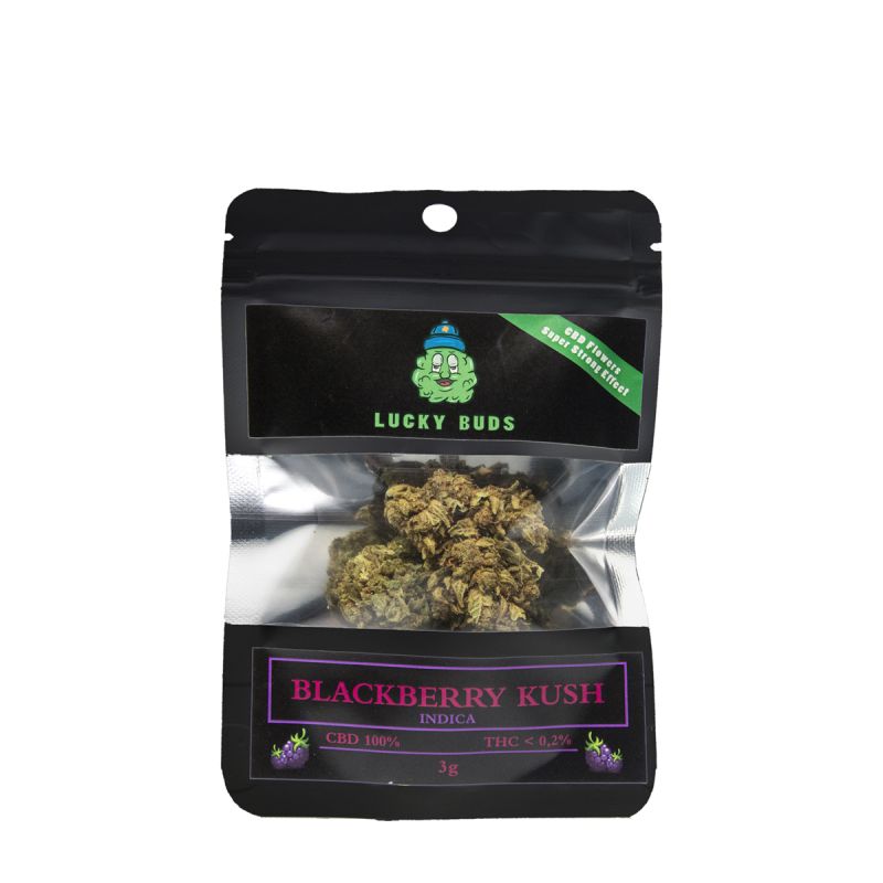 Φωτογραφία από Lucky Buds Blackberry Kush CBD Ανθοί Κάνναβης – THC < 0.3%